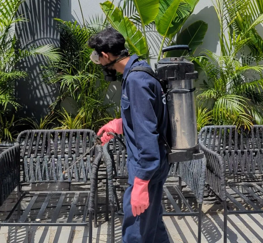 Drill-and-inject termite soil treatment at a Karachi bungalow