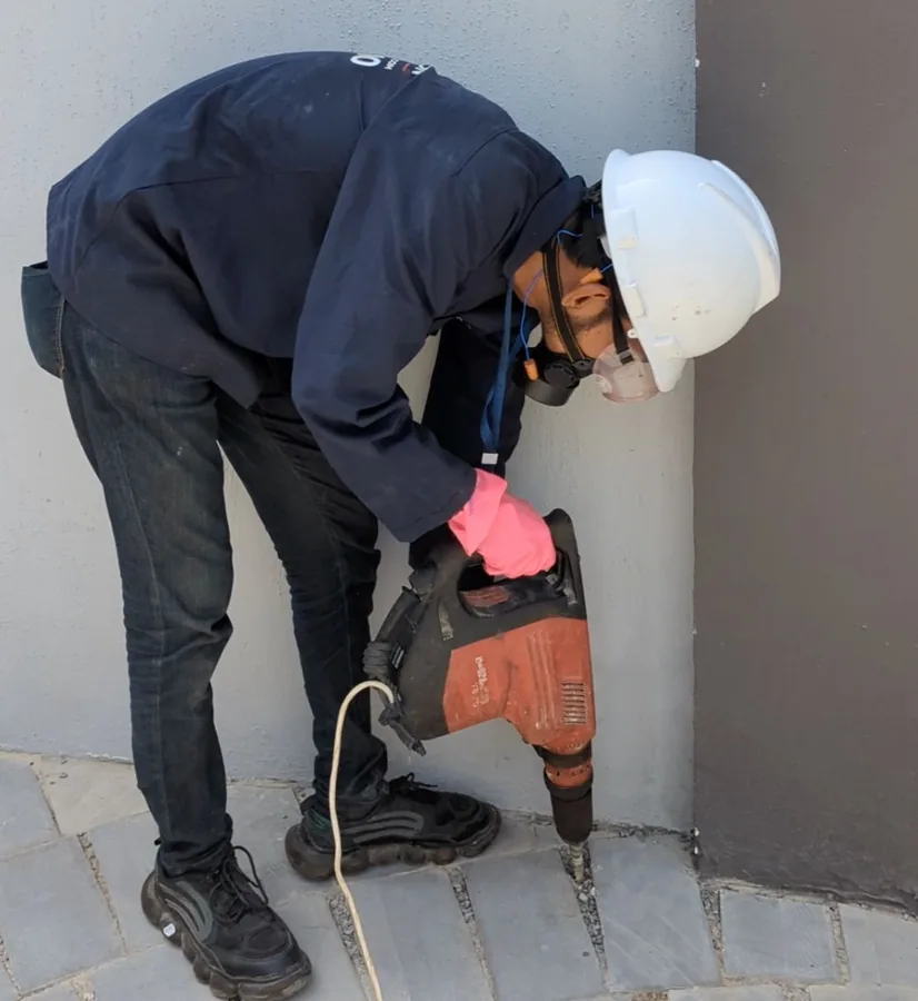 Termite drilling treatment at a DHA Phase 5 home in Karachi